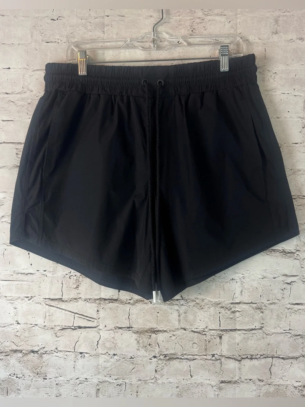 Free People Movement Shorts Large Black Drawstring Nylon Stretch Running Active
